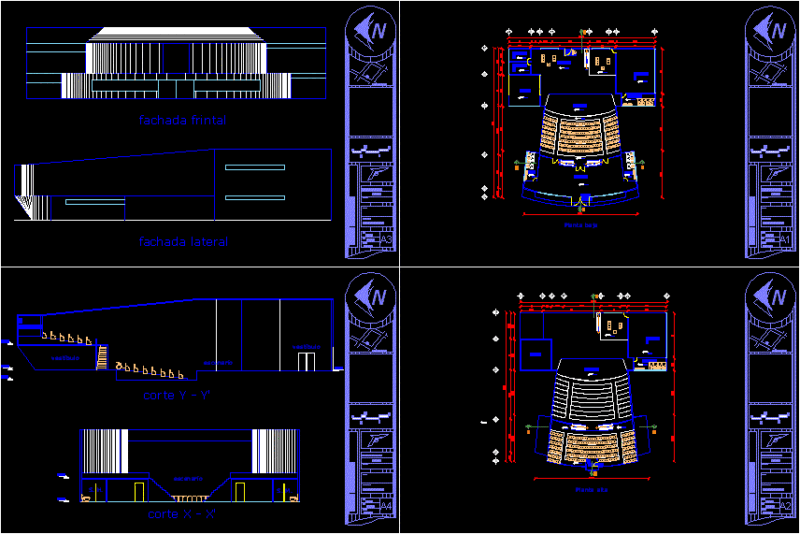 Auditorium DWG Section for AutoCAD