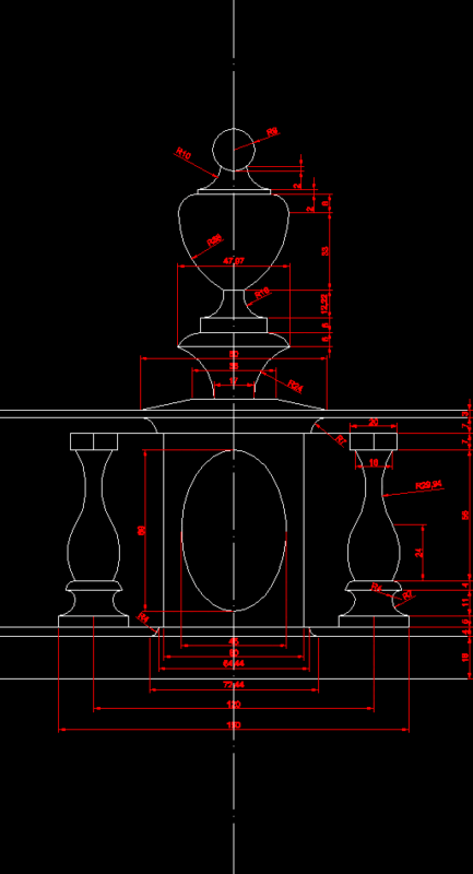 Balustrade 2D DWG Block for AutoCAD