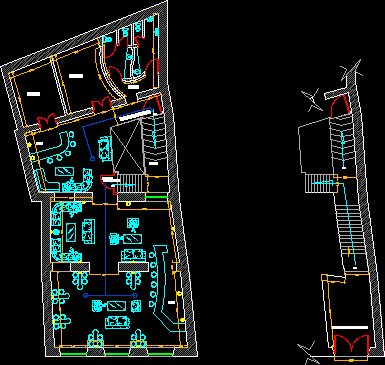 bar dwg layout Plan 2D Plant With for Bar Architectonical Design DWG