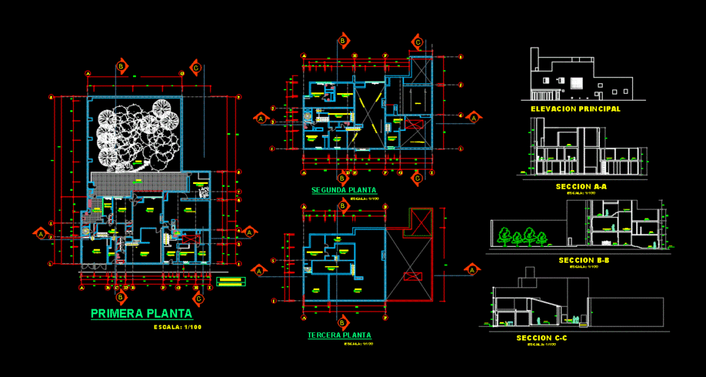 Barragan House DWG Section for AutoCAD