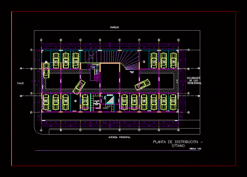 Basement Plans – Parking DWG Plan for AutoCAD