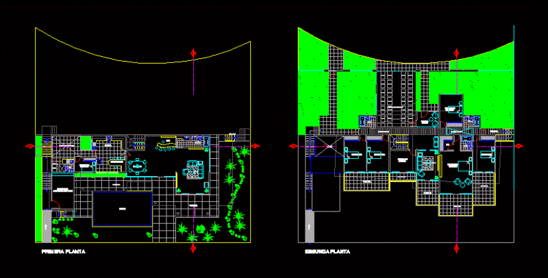 Beach House 2D DWG Design Block for AutoCAD