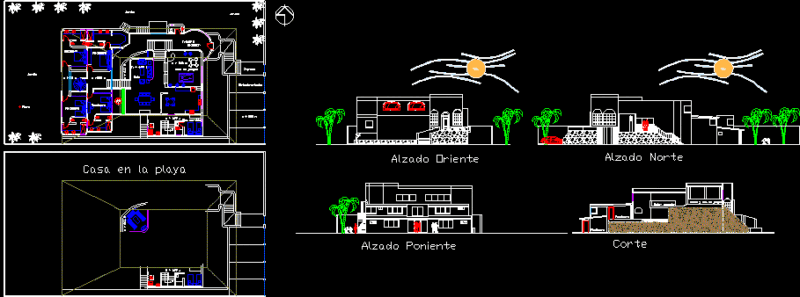 Beach House DWG Block for AutoCAD
