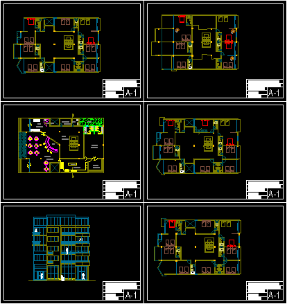 Six Levels Beach Small Hotel With Garden 2D DWG Design 