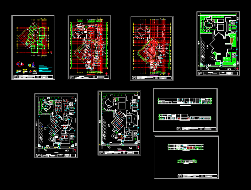 Aesthetic center with pool and restaurant 2D DWG Design Elevation for AutoCAD
