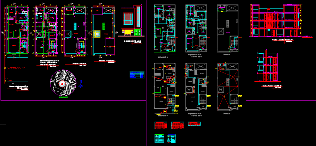 Bifamily Housing DWG Full Project for AutoCAD
