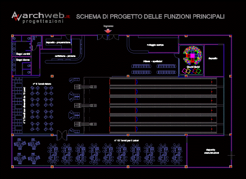 Bowling Lanes DWG Plan for AutoCAD