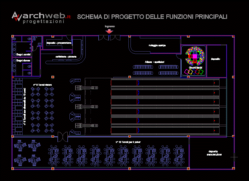 Boliche; Sala de jogos em AutoCAD