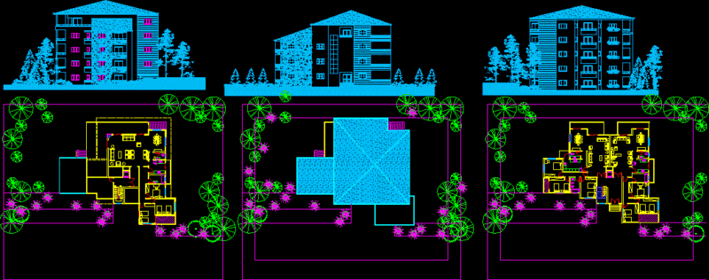 Building 4 Floor DWG Block for AutoCAD