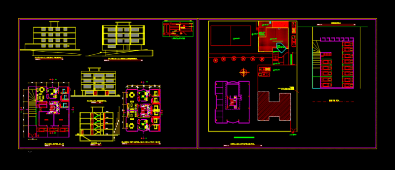Building 4 Floors DWG Block for AutoCAD