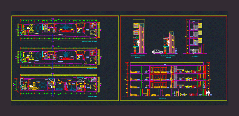 Building Departments DWG Section for AutoCAD