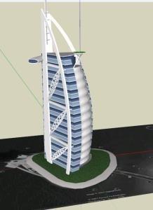 Building Hotel Dubai 3D SKP Model for SketchUp