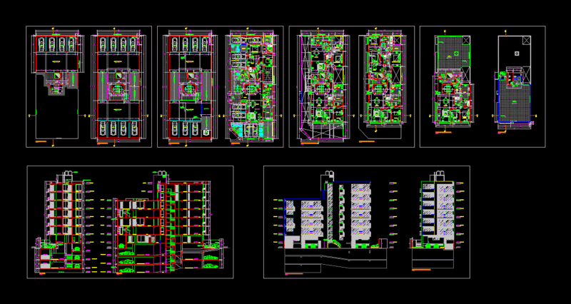 Building Of 9 Floors DWG Block for AutoCAD