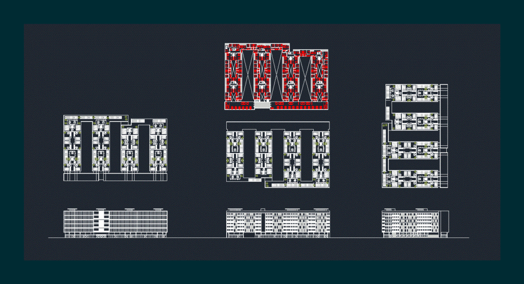 Building Social Housing DWG Block for AutoCAD