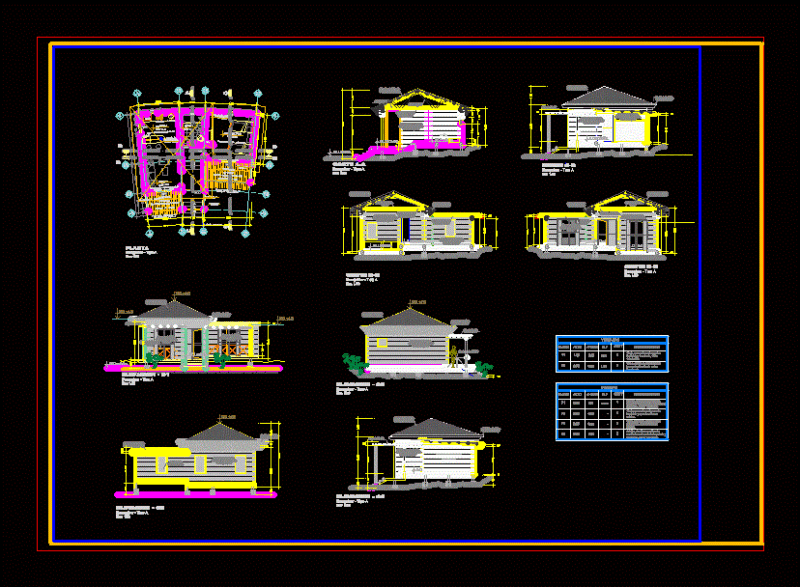Bungalow DWG Block for AutoCAD