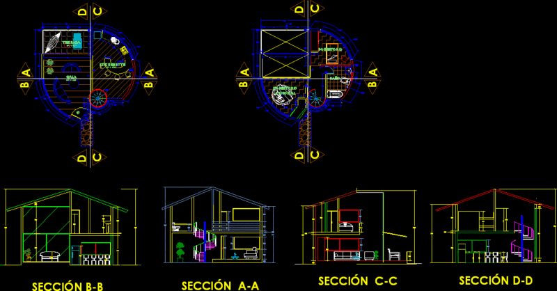 Bungalows 2D DWG Design Block for AutoCAD