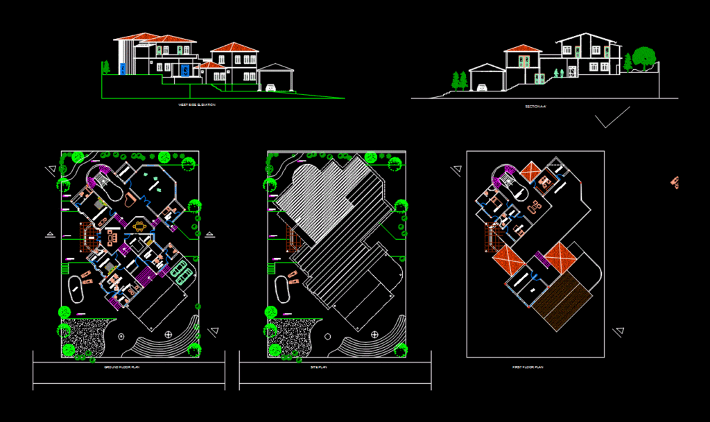 Bungalow DWG Block for AutoCAD