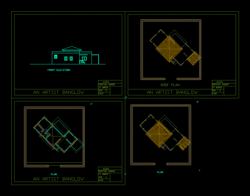 Bungalow DWG Block for AutoCAD