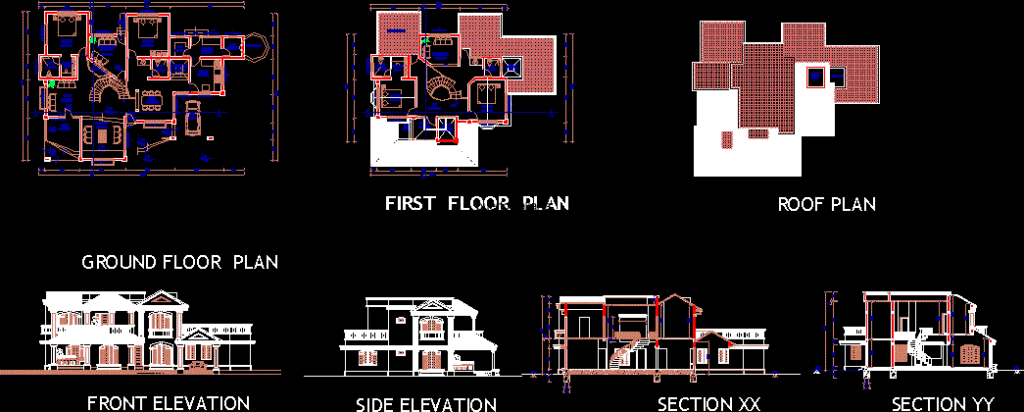Bungalow DWG Section for AutoCAD