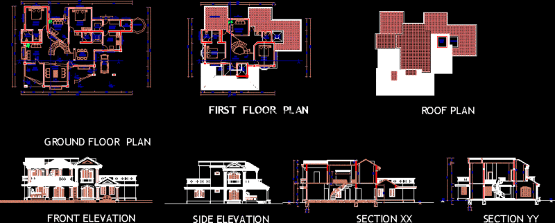 Bungalow DWG Section for AutoCAD