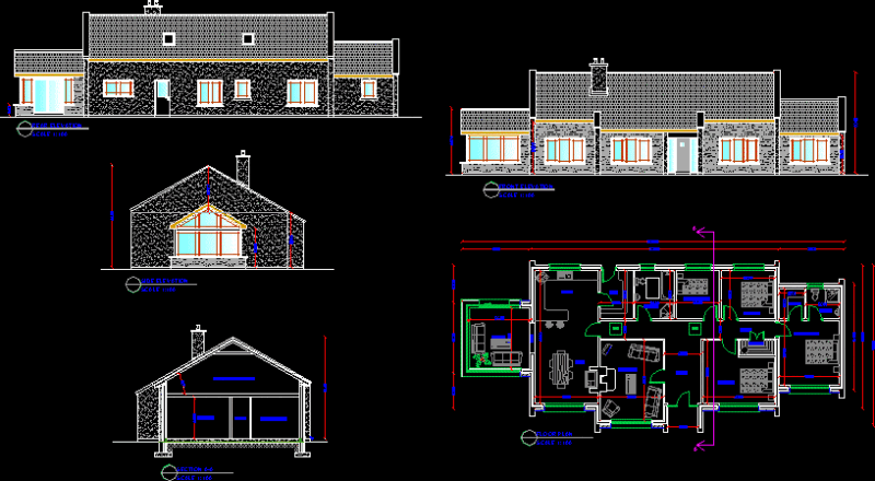 Bungalow Stone Design DWG Block for AutoCAD