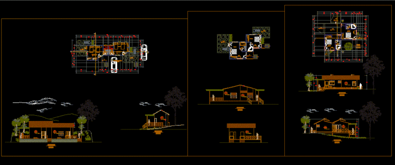 Bungalows DWG Block for AutoCAD