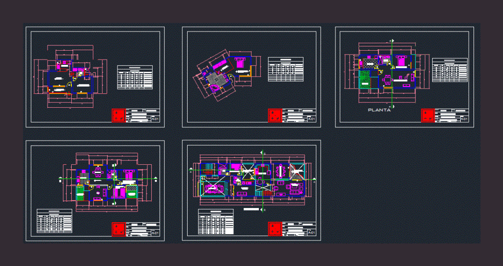 Bungalows DWG Block for AutoCAD