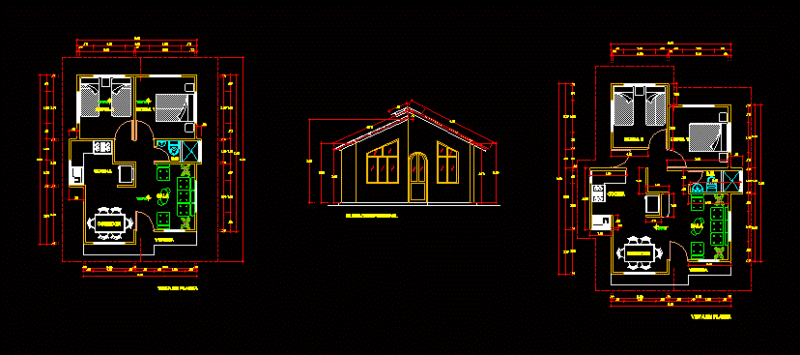 Bungalows DWG Block for AutoCAD