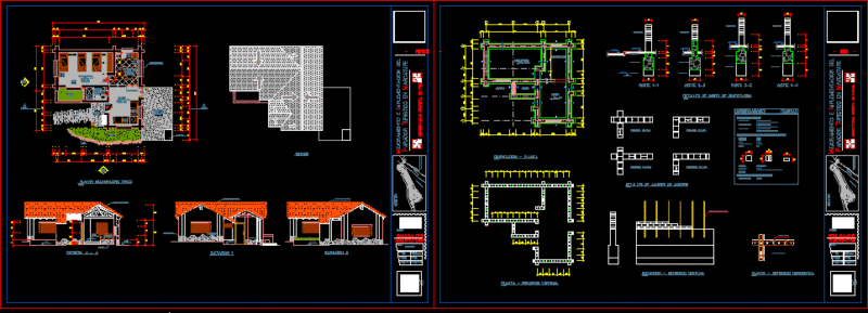 Types of bungalows for a resort 2D DWG Design Block for AutoCAD