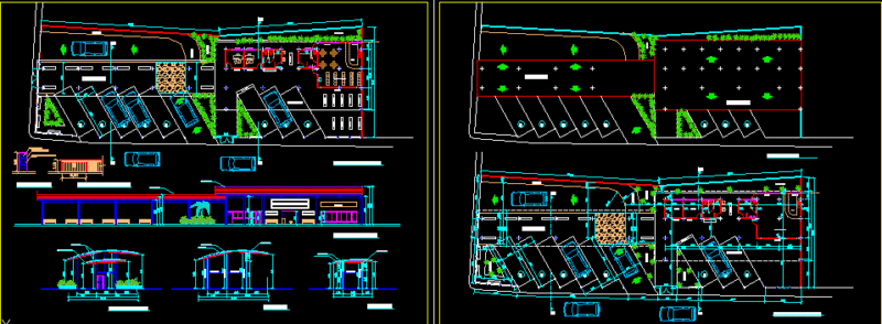Bus Line End DWG Section for AutoCAD