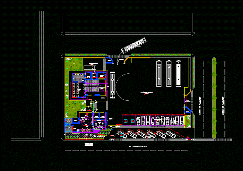 Bus Station DWG Block for AutoCAD