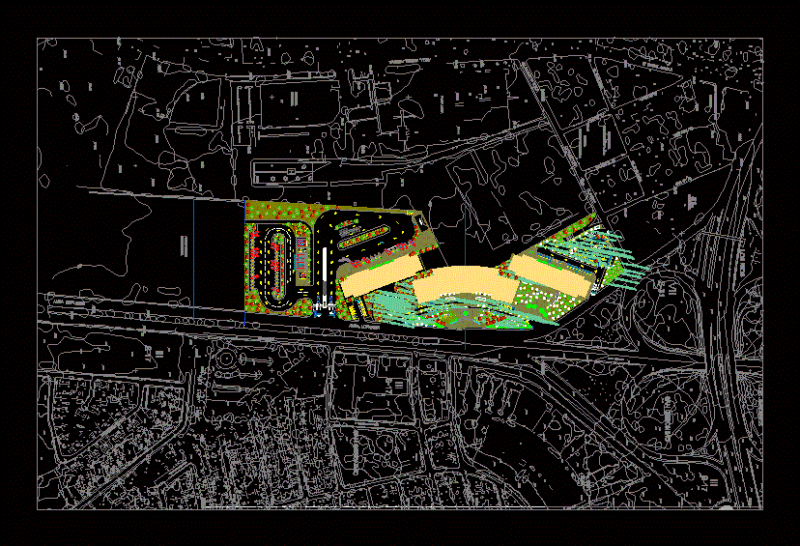 Bus Terminal DWG Block for AutoCAD