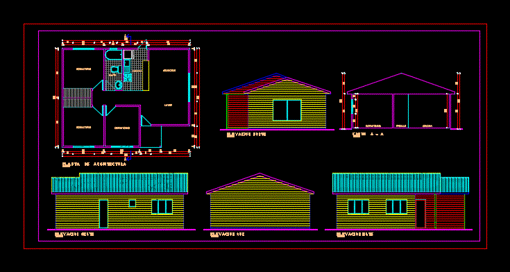 Cabin For Vacation With Floor Plans  2D DWG  Design 