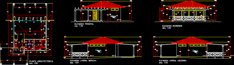 Cabin One Room DWG Elevation for AutoCAD