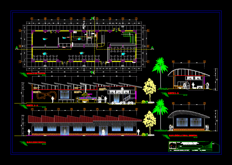 Cafetin School DWG Section for AutoCAD
