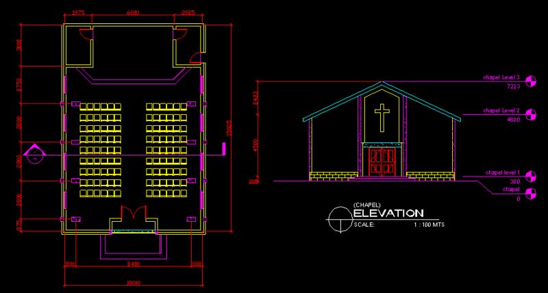 Chapel DWG Section for AutoCAD