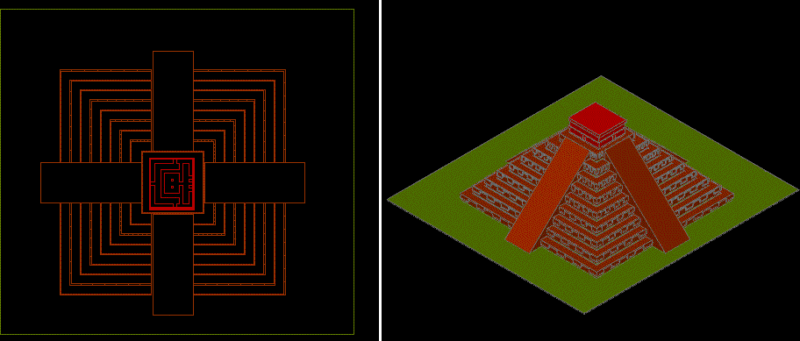 Chichen Itza; Pyramid DWG Block for AutoCAD