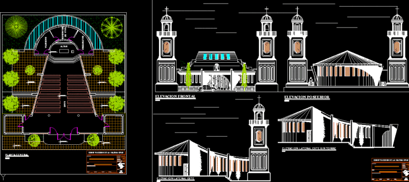 Church Religious Architecture DWG Block for AutoCAD