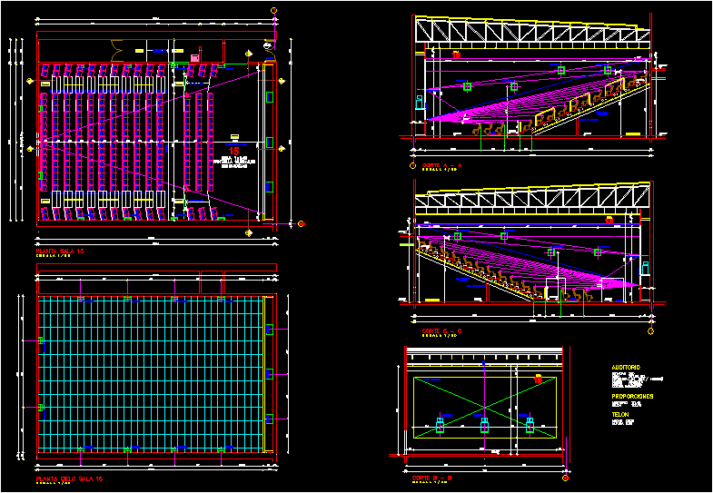 dwg cinema section autocad bibliocad cad drawing measurement