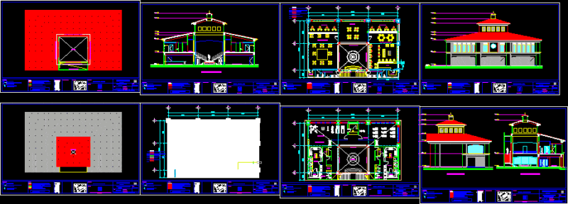 Club House DWG Section for AutoCAD
