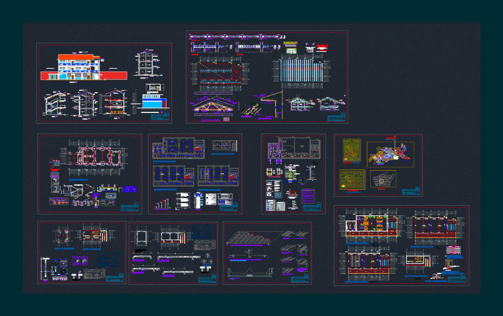 College 3 Floors DWG Plan for AutoCAD