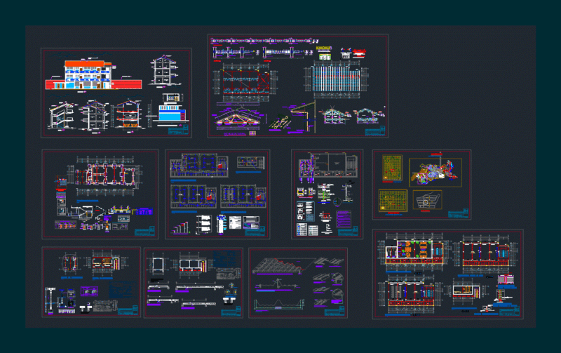 College 3 Floors DWG Plan for AutoCAD