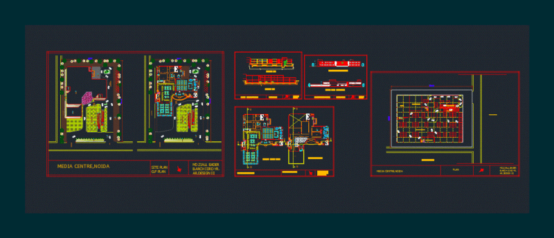 Media Centre Architectural Plans, Sections and Elevations (Noida)