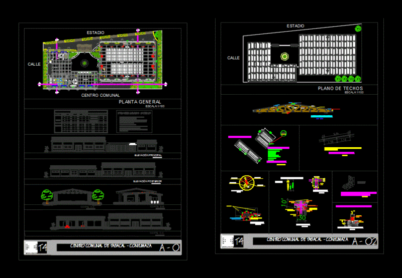 Community Center DWG Elevation for AutoCAD