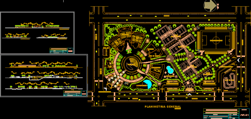 Complete Center Recreational 2D DWG Design Section for AutoCAD