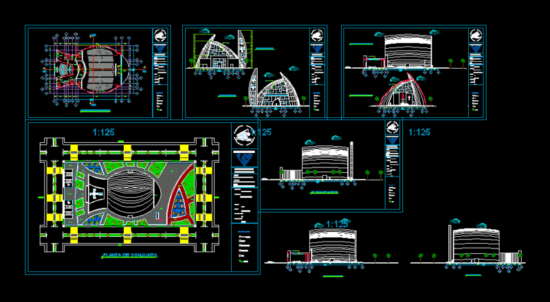 Contemporary Catholic Temple DWG Elevation for AutoCAD
