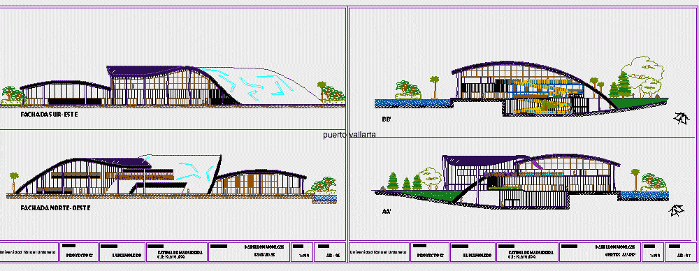 Convention Center with Curved Roofs 2D DWG Design 