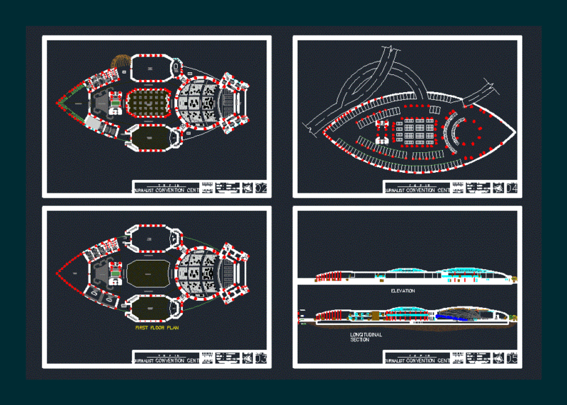 Convention Center DWG Block for AutoCAD
