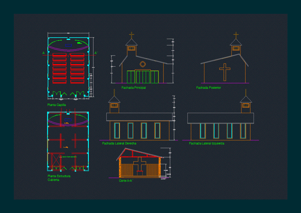 Country Chapel DWG Block for AutoCAD