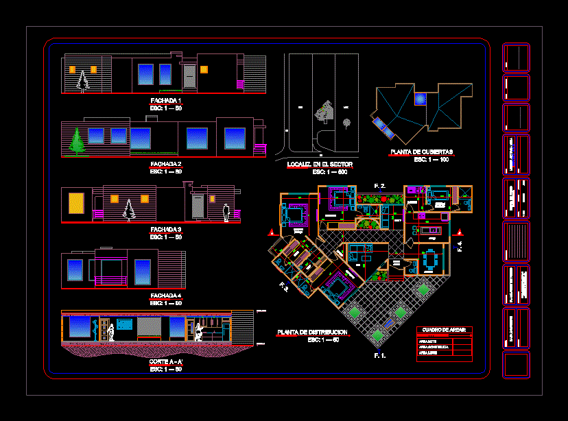 Country Detached House DWG Block for AutoCAD • Designs CAD